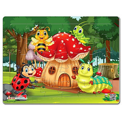 Xếp hình Tia Sáng Ngôi nhà hình nấm (30 Mảnh Ghép) - Tặng kèm tranh tô màu cho bé