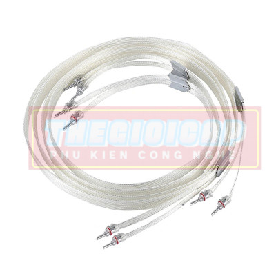 Bộ 02 Dây Loa AUDIOMECA S30 Jack Bắp Chuối Mạ Bạc Cao Cấp Dài 1.5m - Hàng Nhập Khẩu