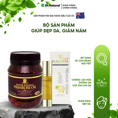 Bộ Sản Phẩm Đẹp Da, Giảm Nám: Hyper Evening Primrose Oil 180 Viên, Serum Vàng Nhau Thai Cừu 50ml