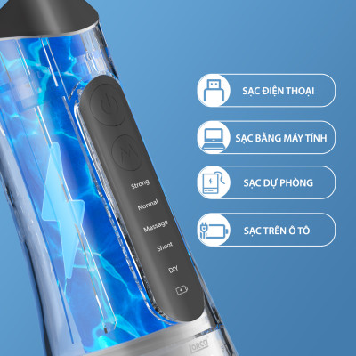 Máy Tăm Nước Cầm Tay Chính Hãng Lorca TA 9109WT Vệ Sinh Răng Miệng, Bộ 5 Đầu Tăm, 5 Chế Độ Sử Dụng