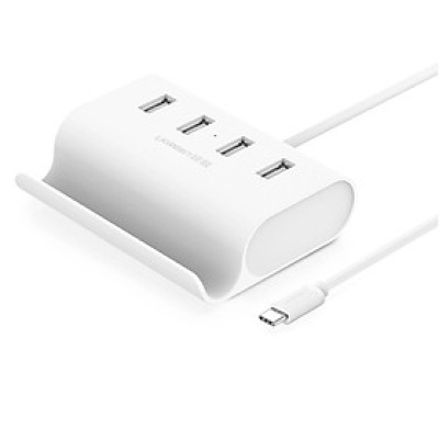 Bộ Chia USB Type-C Sang 4 Cổng USB 2.0 có hổ trợ nguồn Micro USB, hổ trợ OTG Cao Cấp dài 0.5M màu Trắng Ugreen TC40961CR106 Hàng chính hãng.