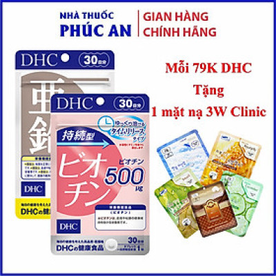 Combo viên uống DHC Biotin + DHC kẽm (ZinC) 30 ngày ngăn ngừa rụng tóc kích thích mọc tóc ngừa mụn
