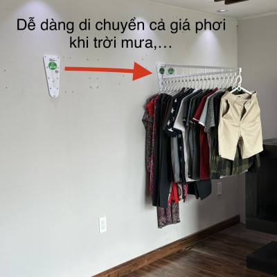 GIÁ PHƠI ĐỒ XẾP GẮN TƯỜNG - QUÀ TẶNG 20 MÓC ÁO