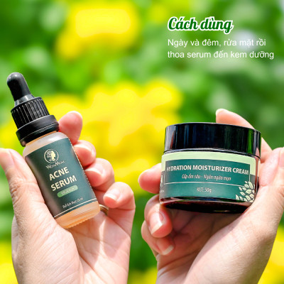 Bộ trắng da, sạch mụn toàn diện Wonmom (Sữa rửa mặt + Kem cấp ẩm + Serum mụn + Mặt nạ nghệ)