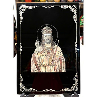 Tranh Sơn Mài - CHÚA KITÔ VUA | Khảm Cừ Cao Cấp – Ốc Chìm | Hàng Xuất Khẩu | Size 34x49 cm