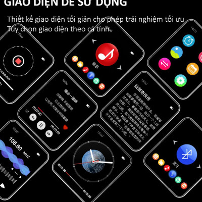 Máy Nghe Nhạc Smart Watch MP3 Màn Hình Cảm Ứng Bluetooth Ruizu M8 Bộ Nhớ Trong 8GB Cao Cấp AZONE - Hàng Chính Hãng