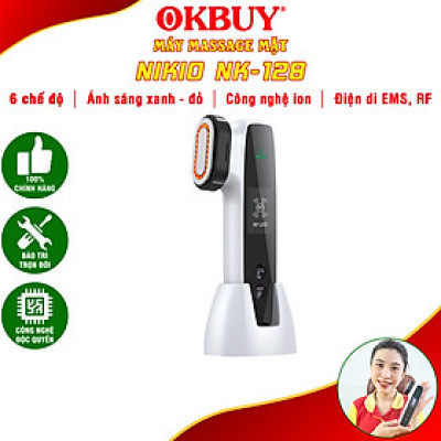Máy Massage Mặt Và Nâng Cơ Mặt Nikio NK-128 - Công Nghệ Điện Di RF và EMS, Photon Xanh và Đỏ Chườm Nóng Và Lạnh - Hỗ Trợ Đẩy Tinh Chất, Giảm Nếp Nhăn, Tăng Sinh Collagen, Trẻ Hóa Da