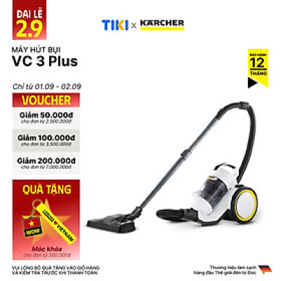 (Hàng chính hãng) Máy hút bụi khô không dùng túi lọc bụi Karcher VC 3 Plus công suất 1100w màu trắng - bảo hành 18 tháng