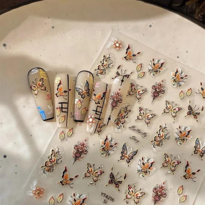 Sticker 5D Bướm Lụa Nổi Gắn Móng CA6993 Làm Nail, Miếng Dán Bướm Lụa 5D Nhiều Màu Trang Trí Hình Dán Móng Hàn Quốc Nữ Women