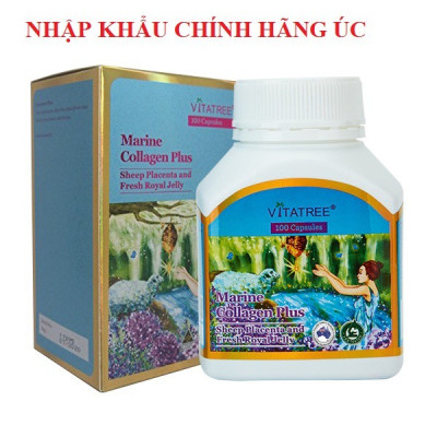 Viên uống Vitatree Marine Collagen plus , hộp 100v, làm đẹp da, chống lão hoá, nhập khẩu Úc