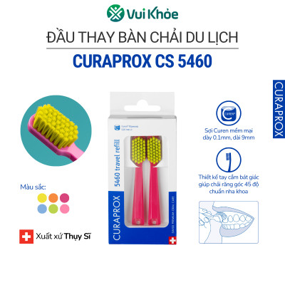 Bộ 2 đầu bàn chải Curaprox cho bộ du lịch Travel Set | Hộp 2 đầu chải CS 5460 | Mã SP 73360662