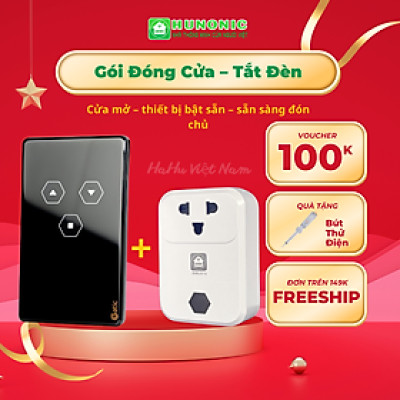 Combo Công Tắc Cửa Cuốn Thông Minh Và Ổ Cắm Wifi Thông Minh Hunonic – Điều Khiển Cửa Và Thiết Bị Điện Từ Xa Mọi Lúc