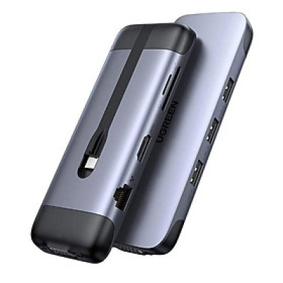 Ugreen UG70409CM286TK 10CM màu xám USB type C Hub 9 trong 1 Docking + 4K HDMI + VGA + Gigabit Ethernet + sạc sạc PD Charging + 3 x USB 3.0 + đọc thẻ SD - HÀNG CHÍNH HÃNG