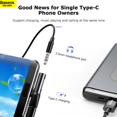 Cáp chuyển Baseus L41  Type C sang Audio 3.5mm và Type C- Hàng chính hãng