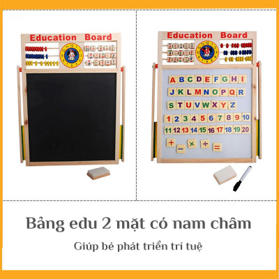 Bảng Chữ Cái Và Số 2 Mặt Bằng Gỗ, Bảng Chữ Cái Ghép Hình 2 Mặt Nam Châm Tặng Kèm Bộ Chữ Và Số