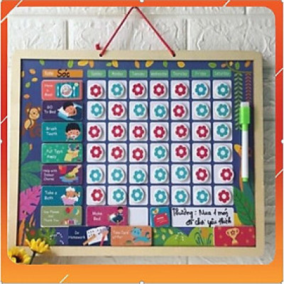 Đồ chơi bảng khen thưởng thành tích bằng gỗ có nam châm cho bé - bảng khen thưởng kỷ luật các ngày trong tuần cho bé