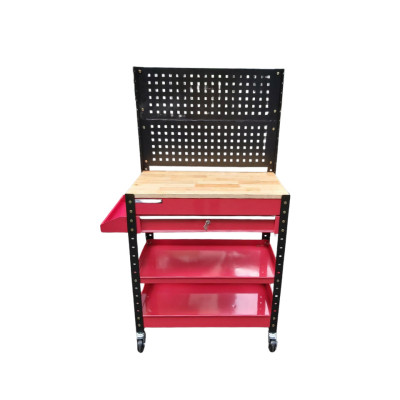 XE ĐẨY DỤNG CỤ 1 NGĂN KÉO CÓ MẶT BÀN GỖ VÀ TẤM TREO