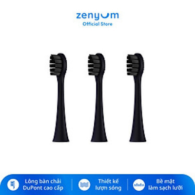[Chính Hãng] Combo 3 Đầu Bàn Chải Điện Thay Thế Zenyum Sonic MỚI 2.0 - Công Nghệ Singapore - Đen