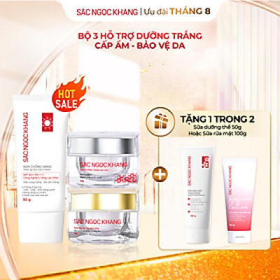 Combo Mờ Nám - Nâng Tông - Bảo Vệ Toàn Diện Kem chống nắng 50g + kem ngày 30ml + kem đêm 30g (Sắc Ngọc Khang Official)