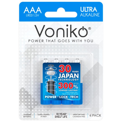 Vỉ 4 Pin Kiềm AAA - Voniko