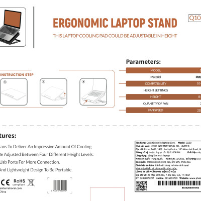 Đế tản nhiệt laptop iCore Q100 - Hàng Chính Hãng
