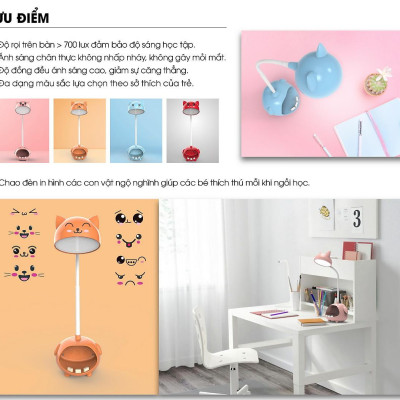 Đèn bàn cảm ứng bảo vệ thị lực Rạng Đông đổi màu tăng giảm độ sáng Model: RD-RL-41 6W