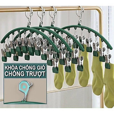 Móc cao cấp Treo Quần Áo Đồ Lót Tất Vớ Đa Năng , Móc phơi có kẹp phơi đồ trẻ em có khóa chống gió chống trượt