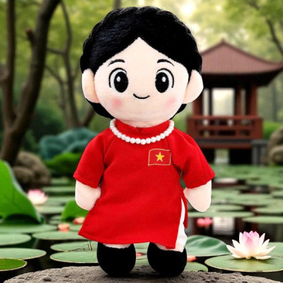 Gấu Bông Đồng Chí Hậu Phương 25 cm - ZooZoo - Áo Dài Đỏ
