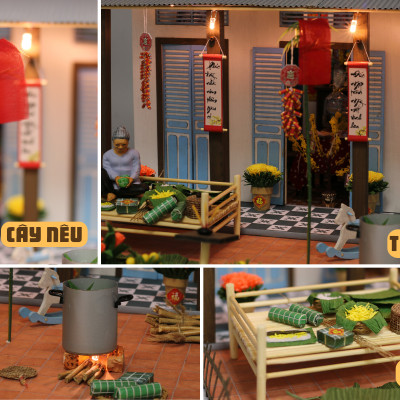 MÔ HÌNH TỰ LẮP RÁP DIY TẾT SÀI GÒN XƯA VÀ NAY - ĐÊM GIAO THỪA - TX05