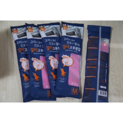 Bộ 6 Đôi Găng Tay cao Su Tự Nhiên Hàn Quốc Có Móc 38cm 