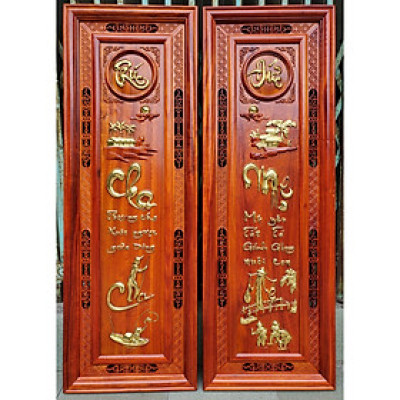 Tranh gỗ nghệ thuật chữ thư pháp -CHA MẸ