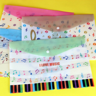 Bìa/Túi Hồ Sơ A4 Có Nút Gài – Họa Tiết Âm Nhạc, Chống Thấm