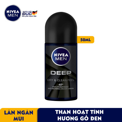 Lăn Ngăn Mùi NIVEA MEN Deep Than Hoạt Tính (50 ml) - 80031