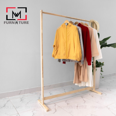 (BIG SIZE) GIÁ TREO QUẦN ÁO HÀN QUỐC NGANG 1M2 - SINGLE HANGER - MÀU TỰ NHIÊN