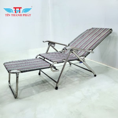 Ghế Bố Có Gác Chân Inox Tín Thành Phát – Thoáng Mát, Dễ Vệ Sinh, Gấp Gọn Tiện Lợi