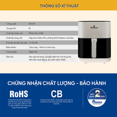 Nồi chiên không dầu Bluestone 5.5 lít AFB-5867 - Hàng chính hãng