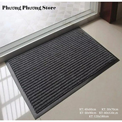 Thảm chùi chân Cao Cấp đế chống trượt dạng sọc Stripmate Màu Xám đen / Xám đỏ nhiều size