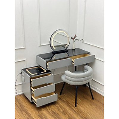 Bàn trang điểm HC Tundo bọc da mặt kính gương led cảm ứng