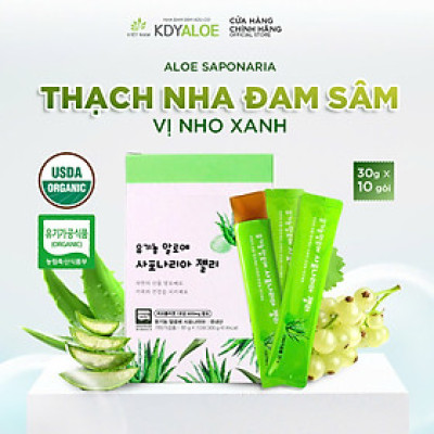 THẠCH COLLAGEN NHA ĐAM SÂM NHO XANH HỮU CƠ (hộp 10 gói) HỖ TRỢ ĐẸP DA