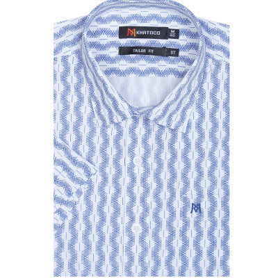 Áo sơ mi nam tay ngắn form suông vạt ngang Khatoco A1MN468T2-CNIN270-2412-N
