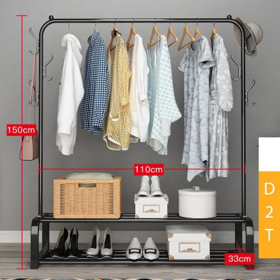 Giá treo quần áo kèm chỗ để giày dép thông minh siêu tiện lợi, chất liệu thép không gỉ bền đẹp, chắc chăn