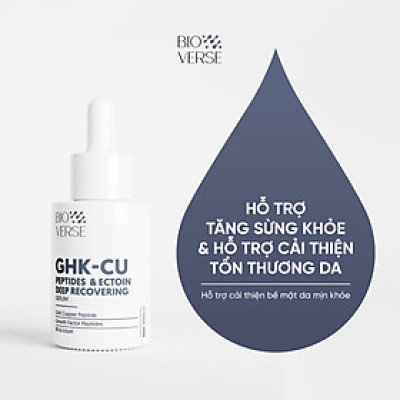 Serum Đồng Peptides tăng sừng khỏe & phục hồi da Bioverse GHK-Cu Peptides & Ectoin Deep Recovering Serum