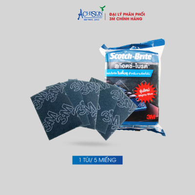 Nhám Bùi Nhùi 3M Scotch Brite Mighty Blue 11.5cm x 15.5cm - 1 túi 5 tấm