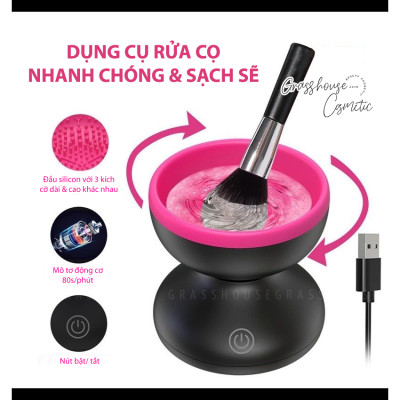 Máy làm sạch Vệ sinh cọ trang điểm tự động mới Có Cổng Sạc usb Tiện Dụng bằng bàn chải silicon