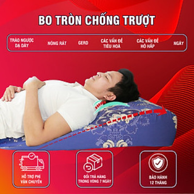 Gối chống trào ngược dạ dày Yorokobi cao 16cm-Gối thông minh 2 trong 1, chống lún, thư giãn vai gáy