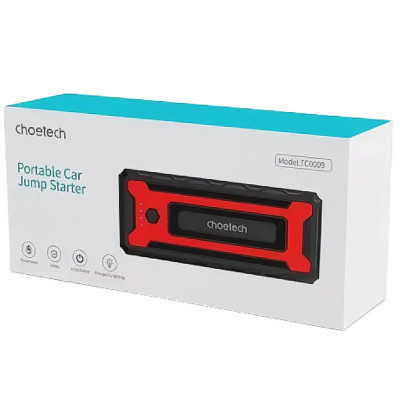 Bộ kích nguồn tô tô Choetech TC0009 2000A sạc pin cầm tay dung lượng 16000mAh tích hợp đèn Led 3 chế độ (Hàng chính hãng)