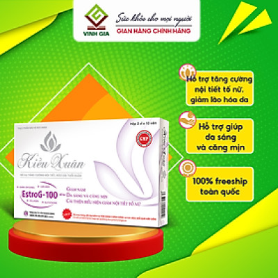 Viên Uống Hỗ trợ Tăng Cường Nội Tiết KIỀU XUÂN Bổ Sung Collagen Giảm Lão Hóa, Giúp Da Sáng Và Mịn Màng Hơn Hộp 20 Viên