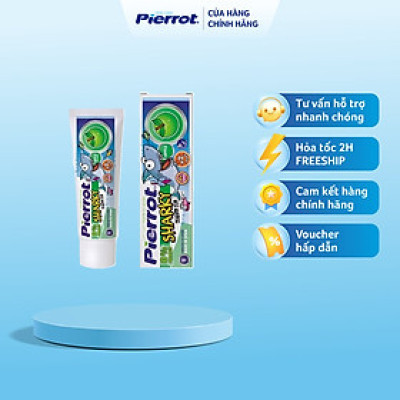 [ Mua 2 tặng 1 set kit ] Gel đánh răng trẻ em Pierrot Sharky Calci hữu cơ hương táo 75ML