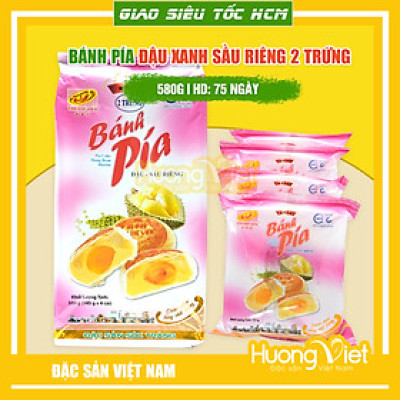 Đặc Sản Sóc Trăng - Bánh Pía 2 Trứng Đậu Xanh Sầu Riêng Tân Huê Viên 580G, Bánh Pía Sóc Trăng Tân Huê Viên 2 Trứng Muối