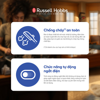 Bàn ủi Hơi Nước Cầm Tay Russell Hobbs Aroma 28040-56, 1800W, Ngăn Chứa Nước 200ml, nhỏ gọn, tự động tắt an toàn - Hàng chính hãng